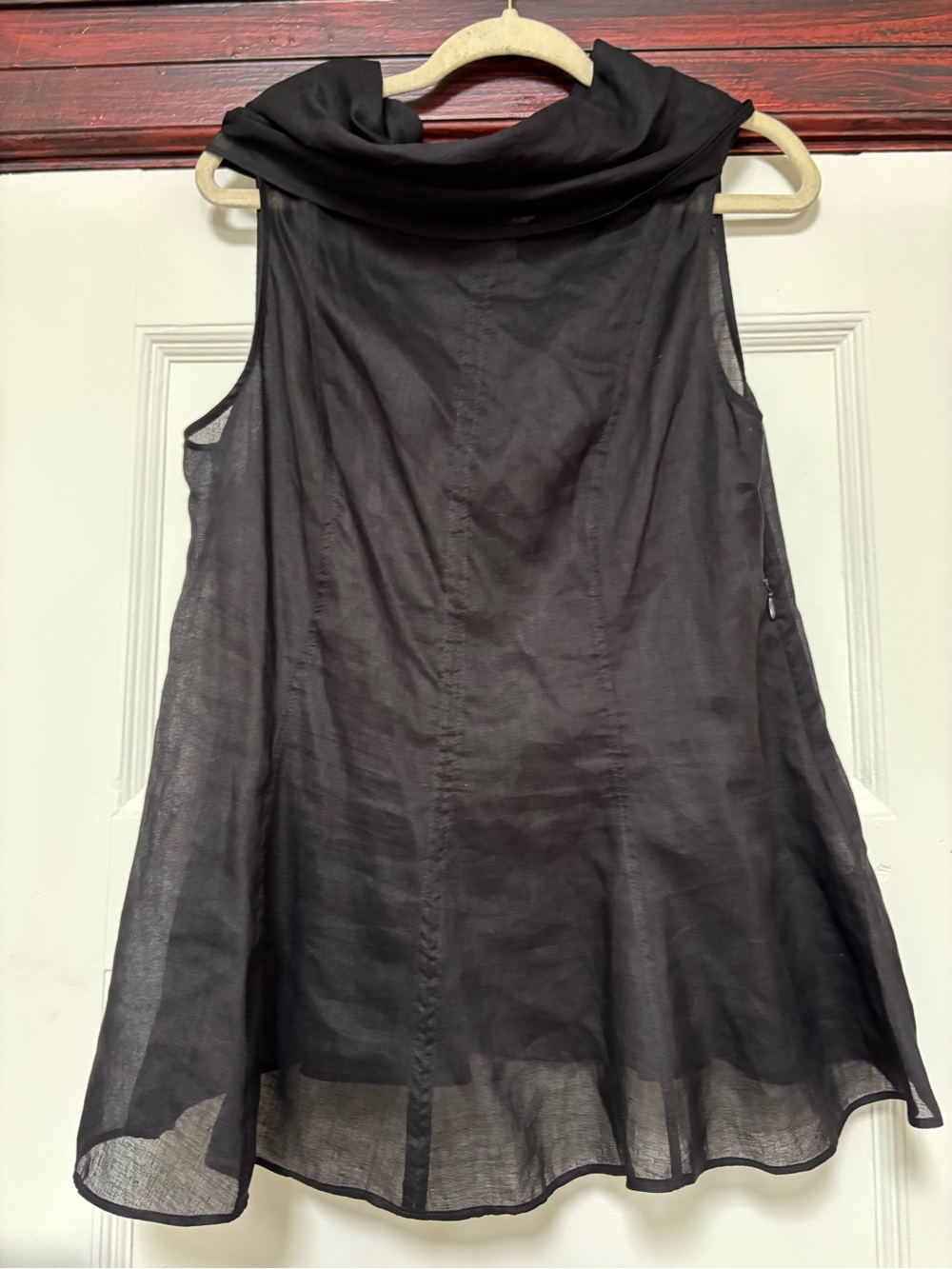 H&M - Black Sleeveless Sheer A-Line Tunic with Cowl Neck